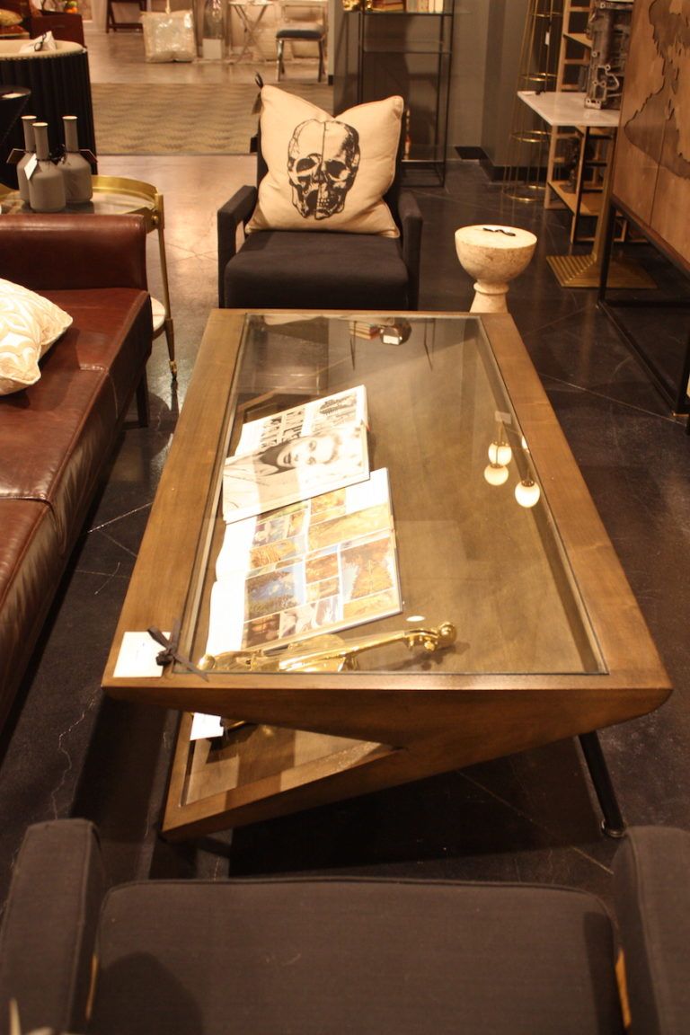 Noir glass slanted coffee table