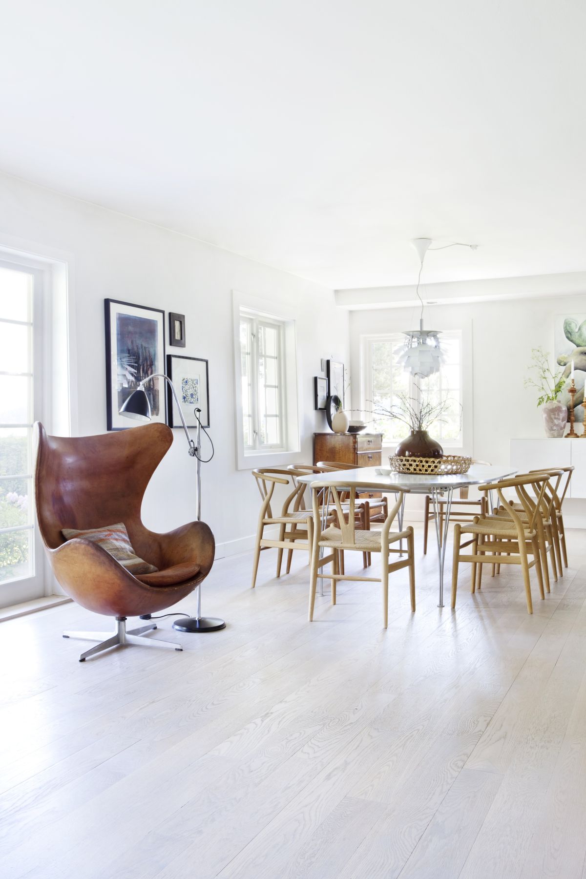 Nordic interior design with Brown Leather Original Egg Chair