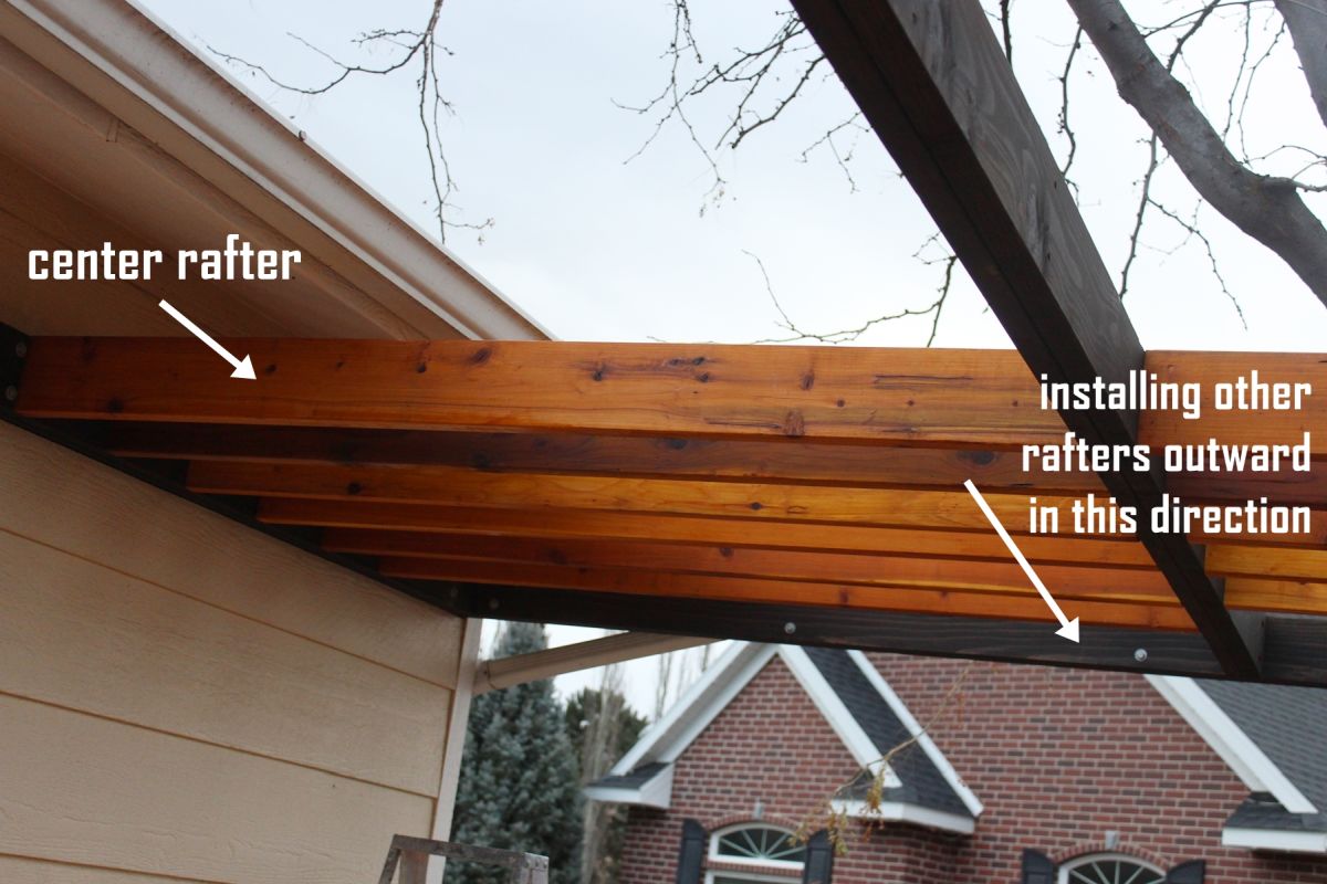 How to Install Modern Pergola Rafters Without Brackets - center rafters in