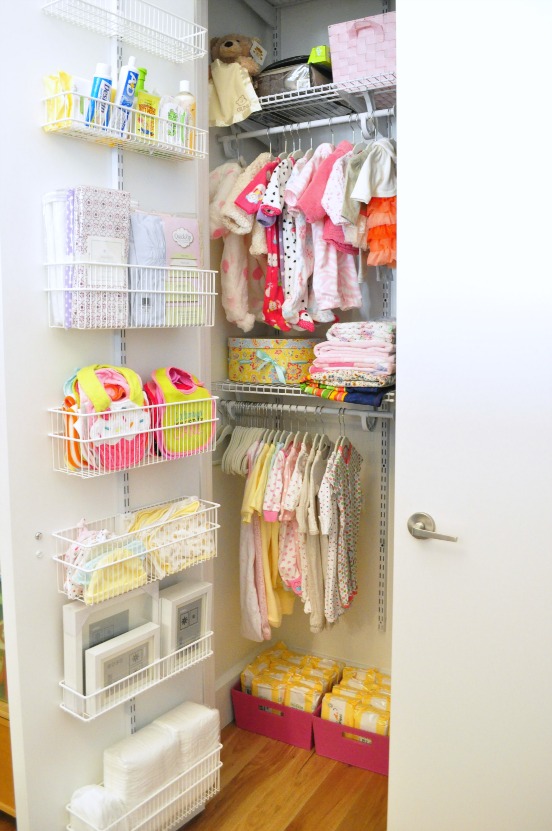 Nursery closet door organization