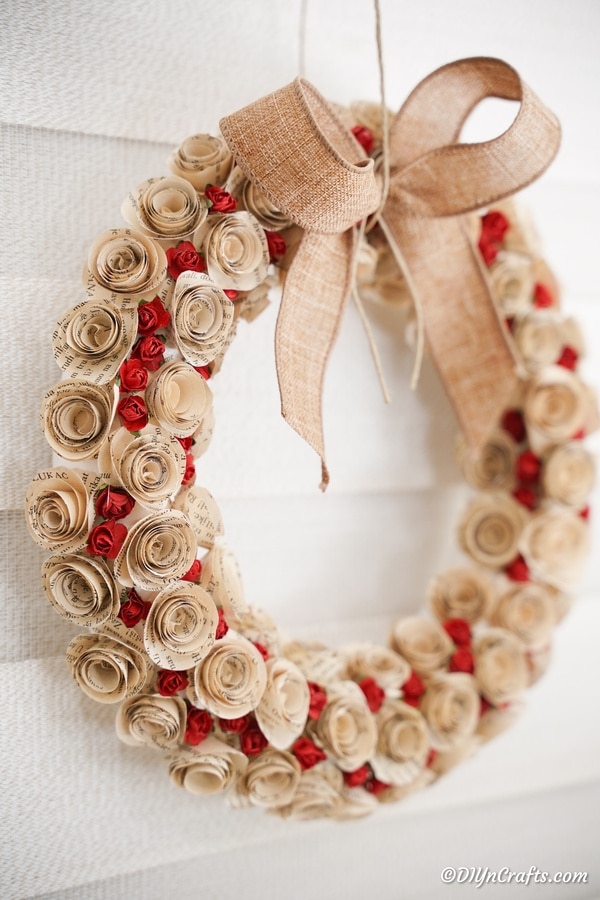 Old Book Rose Heart Wreath