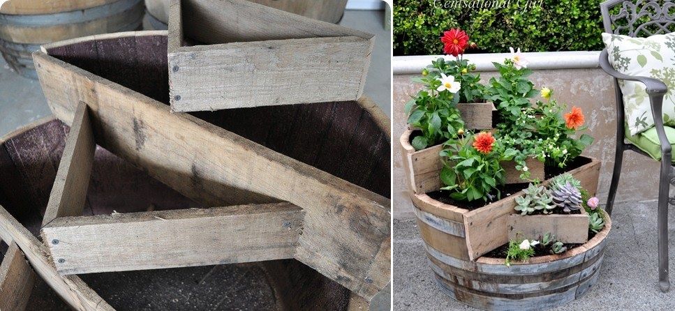 Old barrel turned into a planter