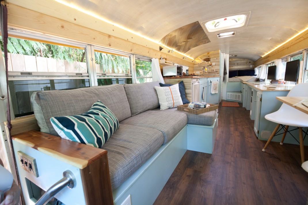 Old school bus conversion Interior