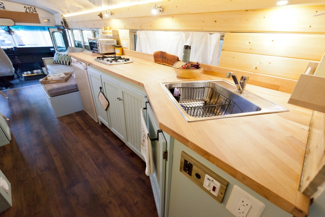 Old school bus conversion Kitchen