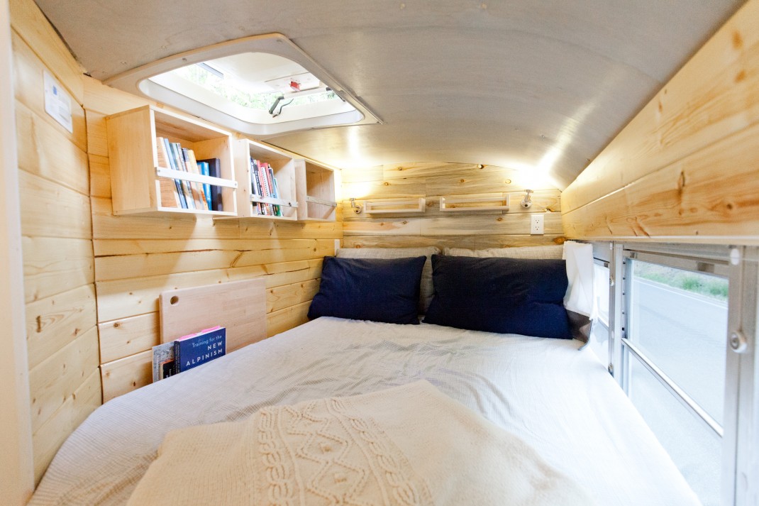 Old school bus conversion - sleeping area