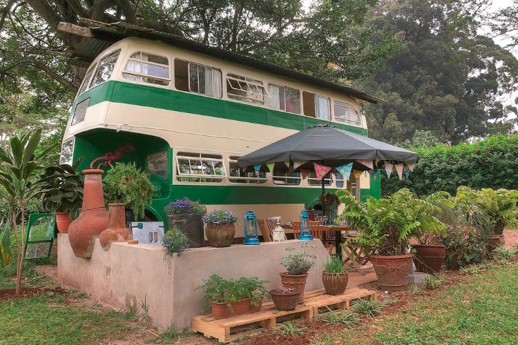 Old school bus into a house in Nairobi