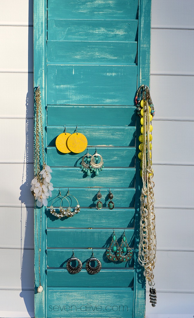 Old window shutter jewelry holder