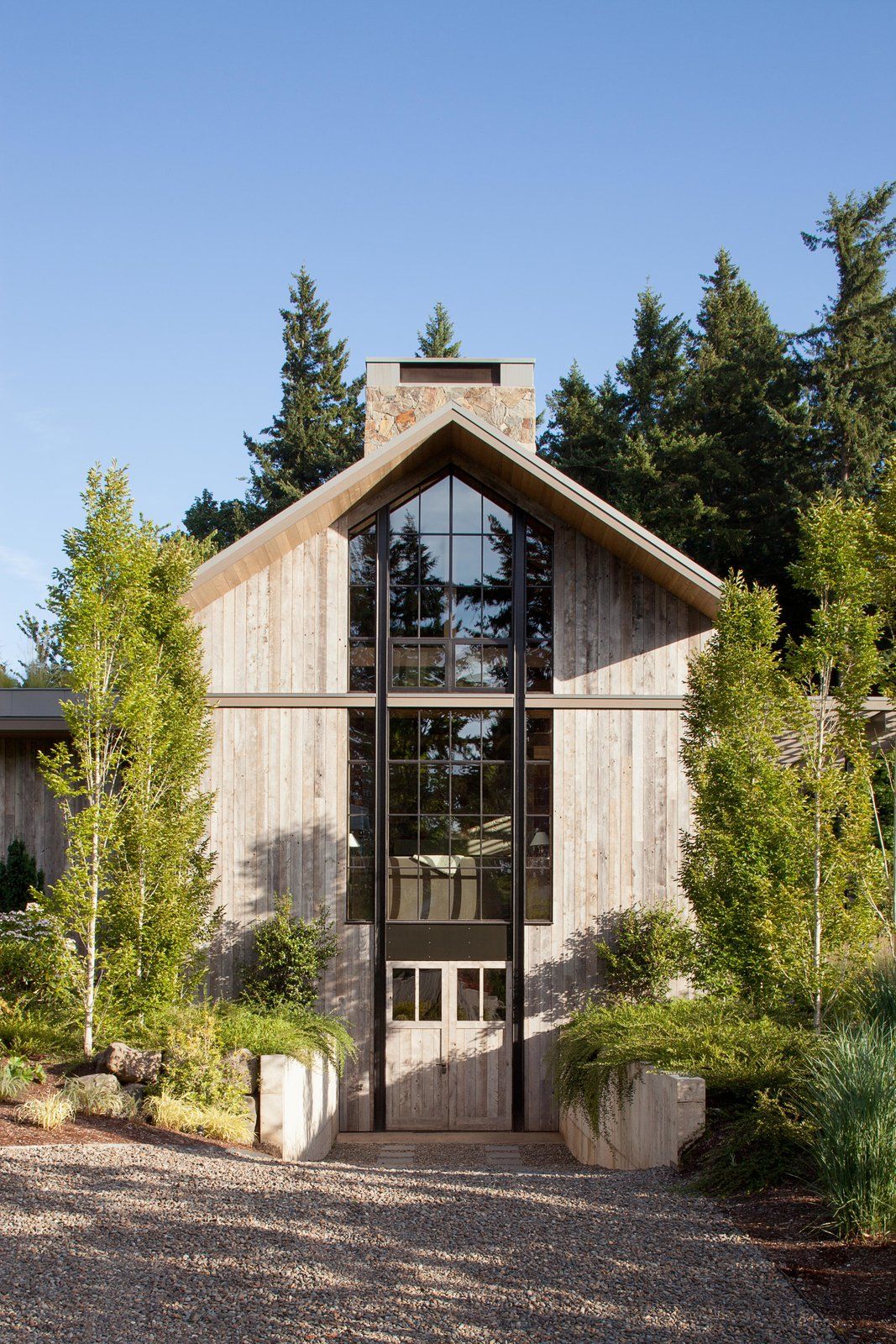 The single gable allows for a dramatic, peaked window.