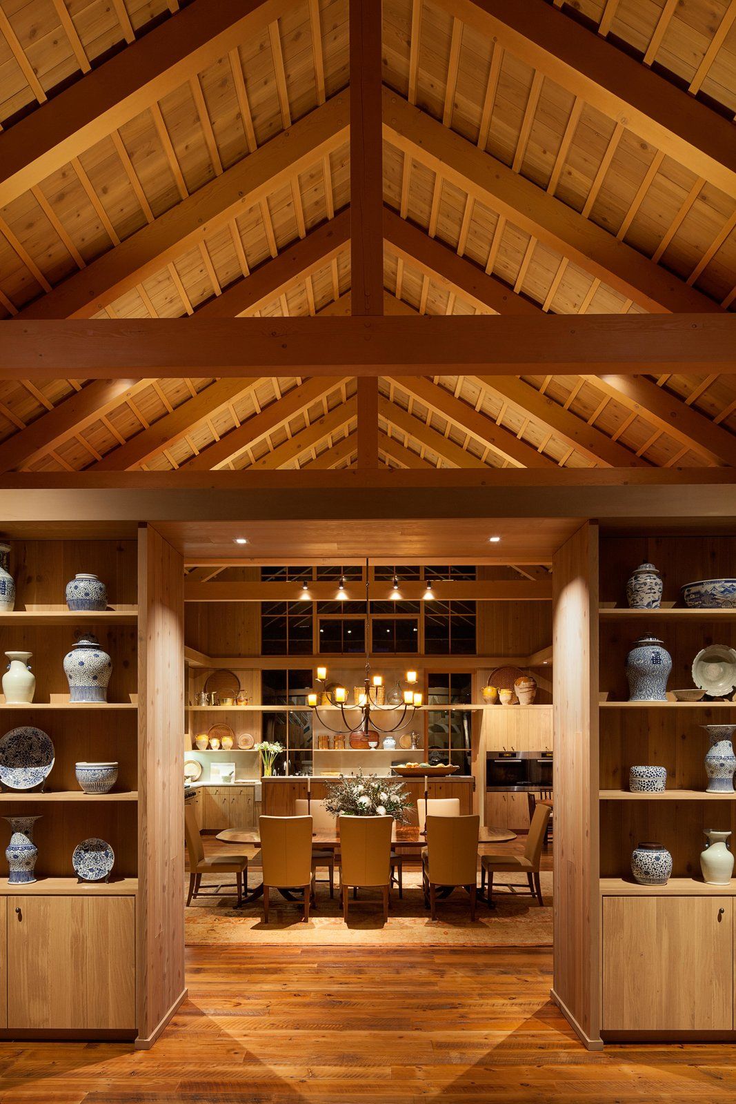 Side cabinets visually divide the open plan.