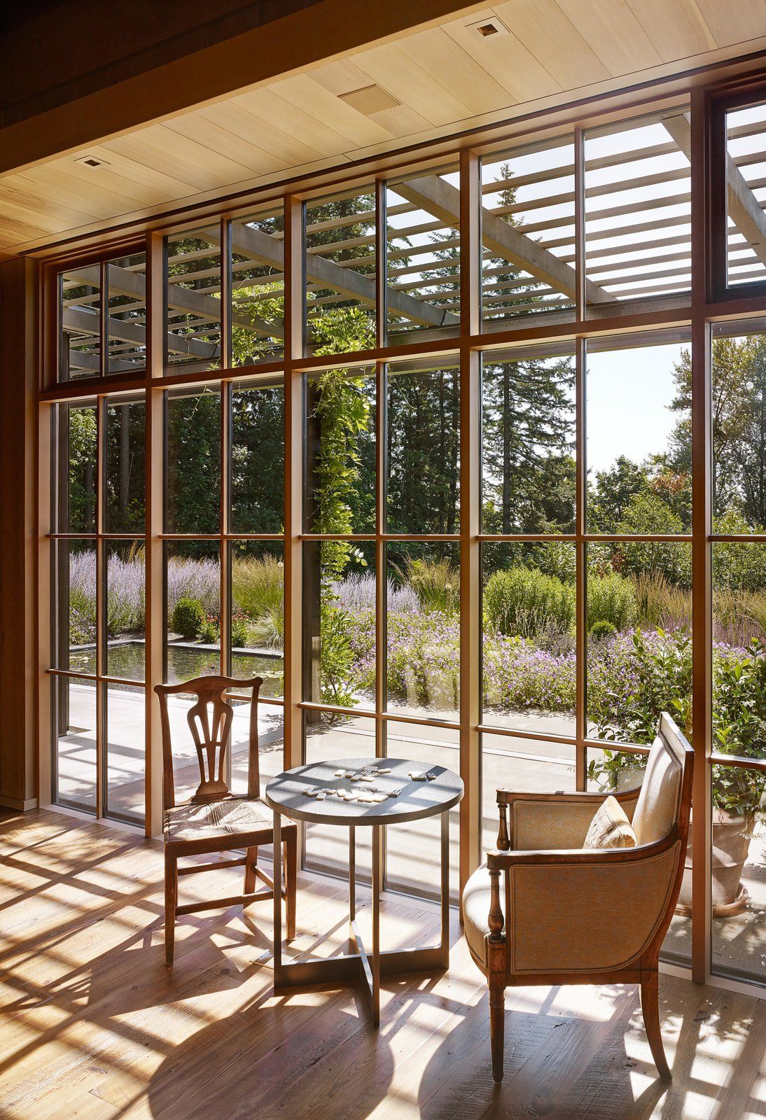 Seating areas by windows take full advantage of the views.