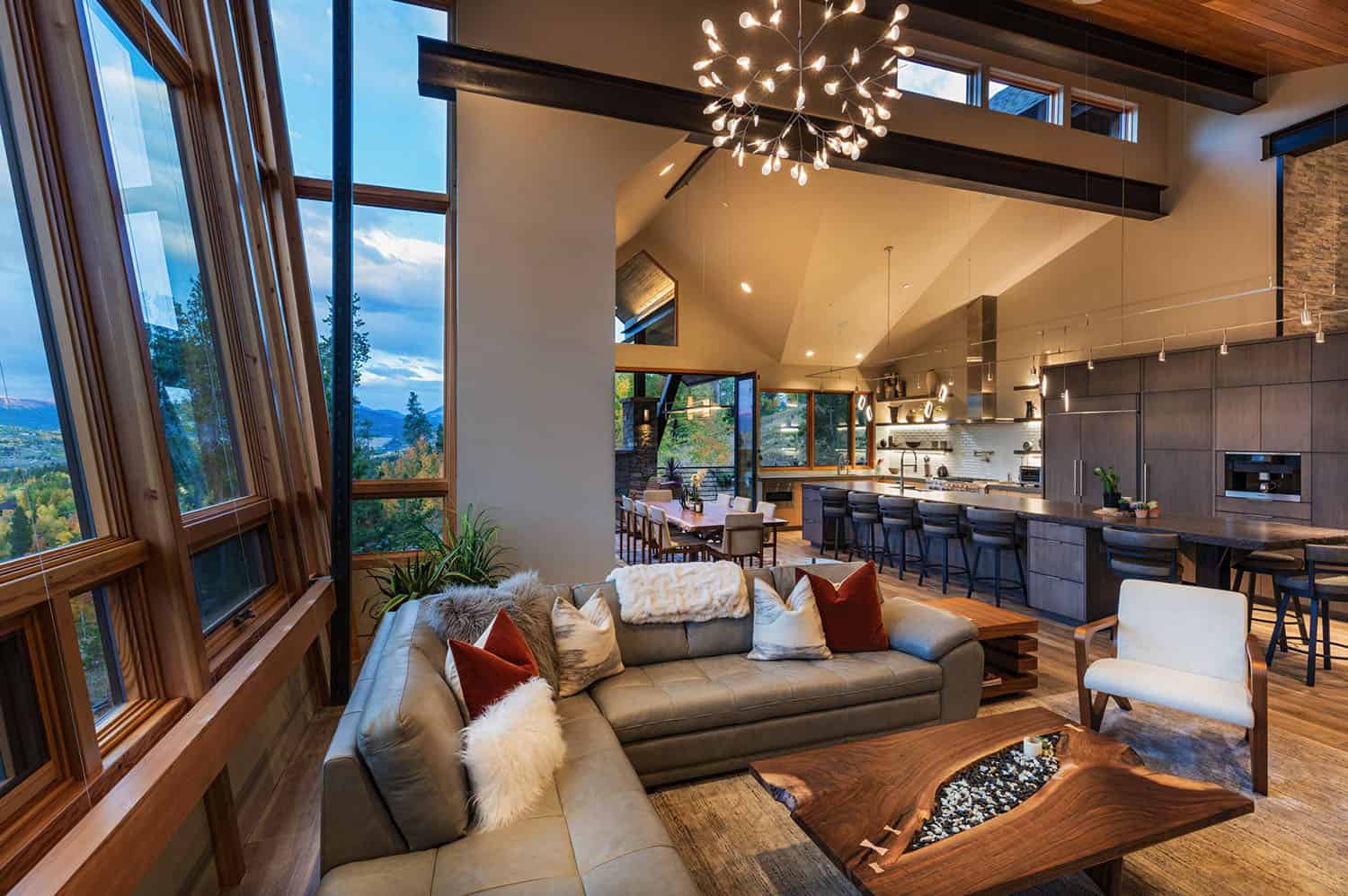 Open space living room with rustic touch