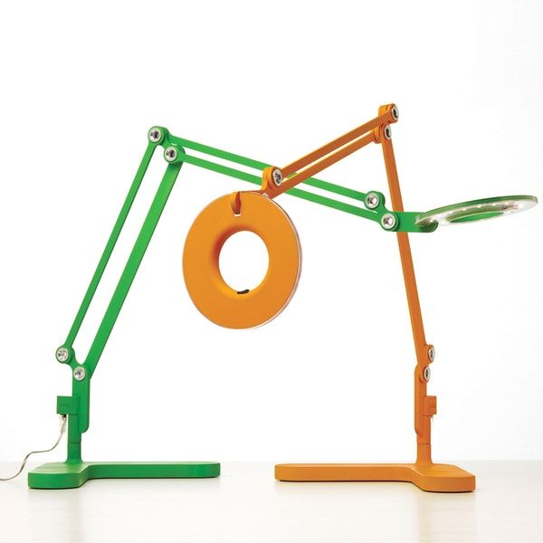 Orange and green desk lamp