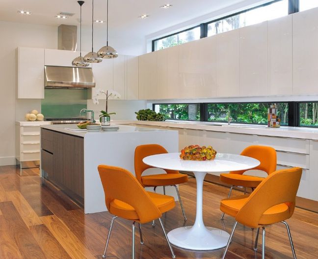 Orange chairs for dining table