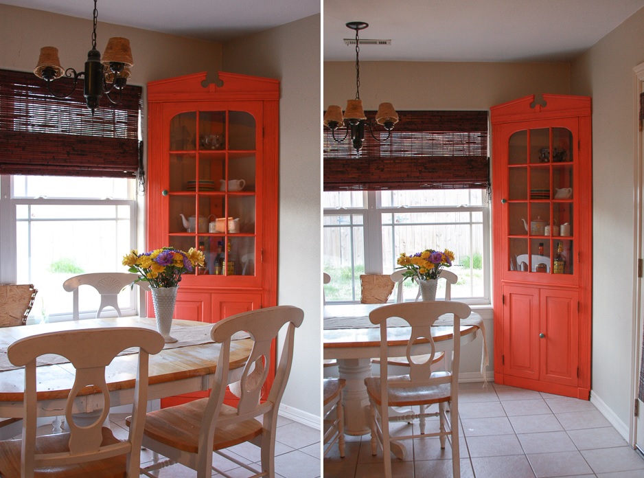 Orange corner hutch