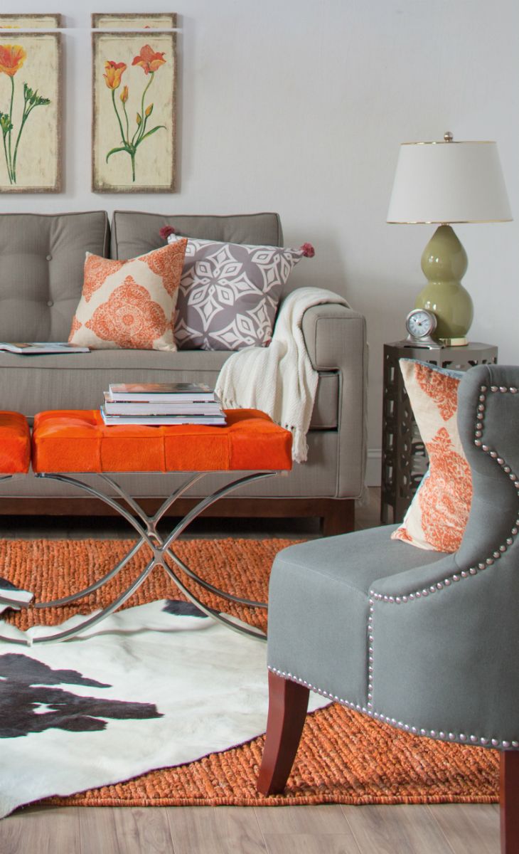 Orange stool or coffee table