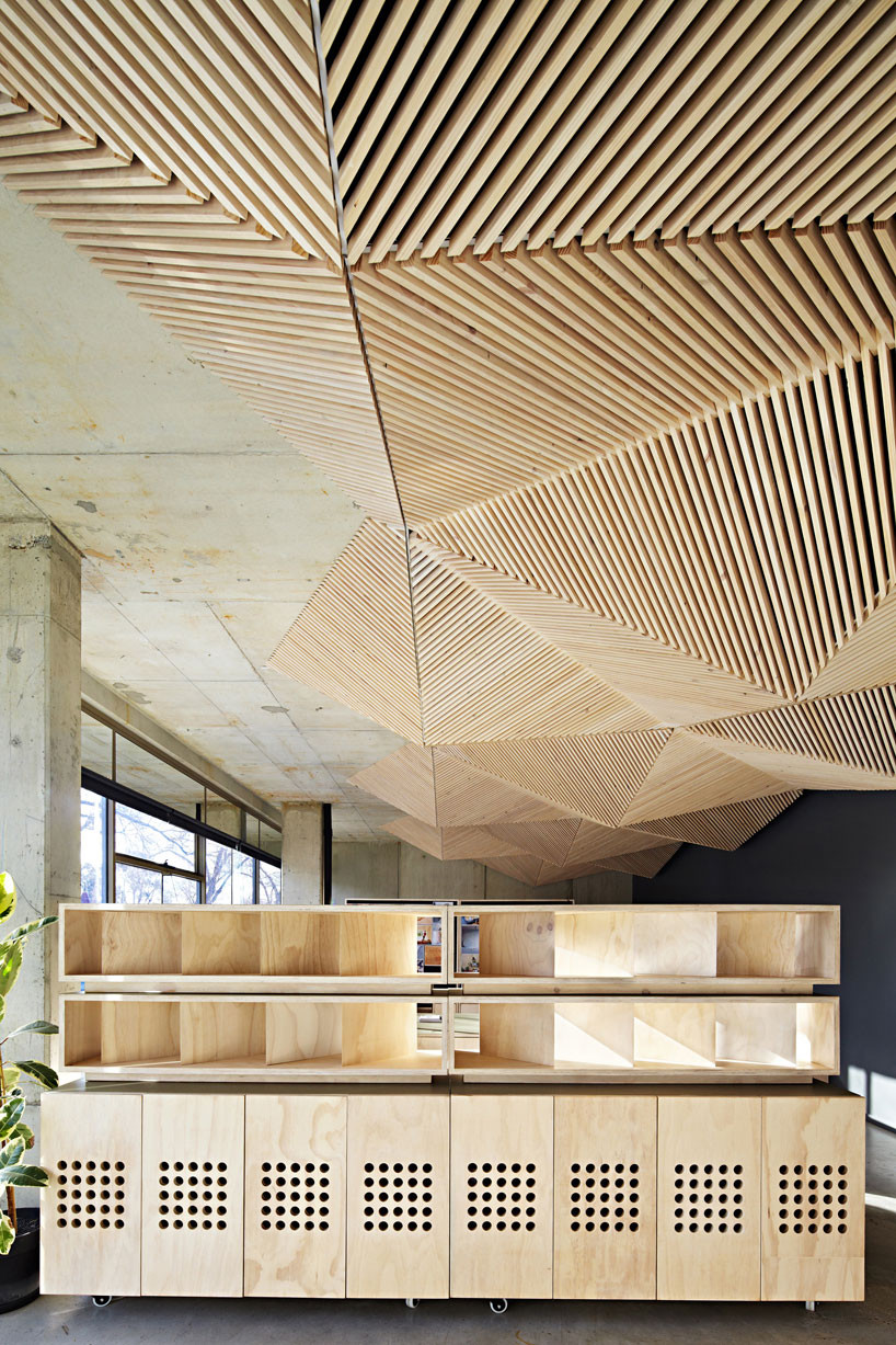 Origami inspired Wood Ceiling Assemble Studio