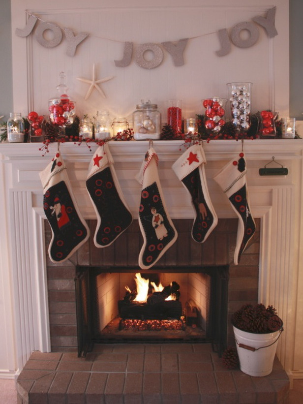 Ornament jars mantel