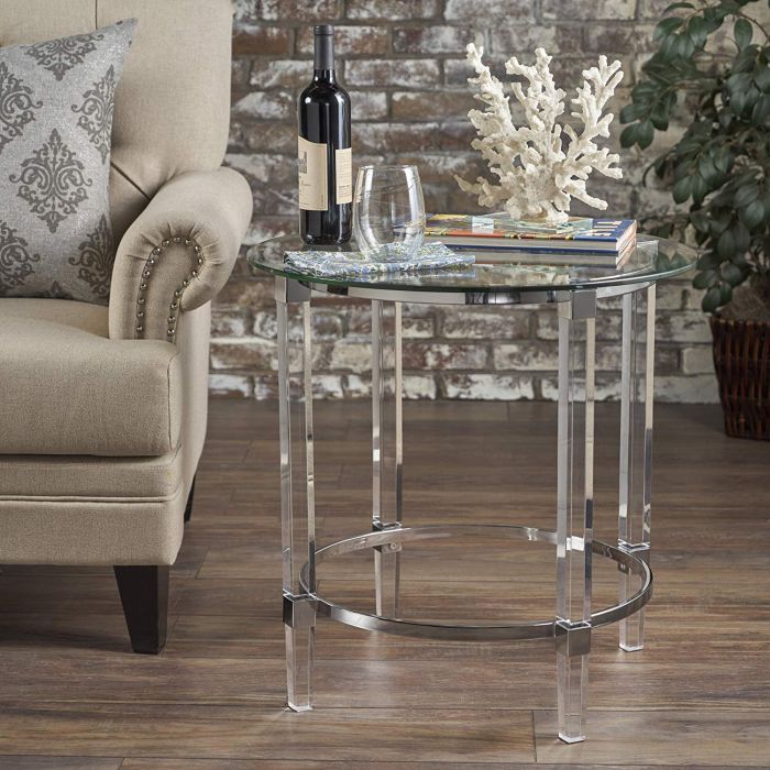 Orson Acrylic and Tempered Glass Square Circular Table