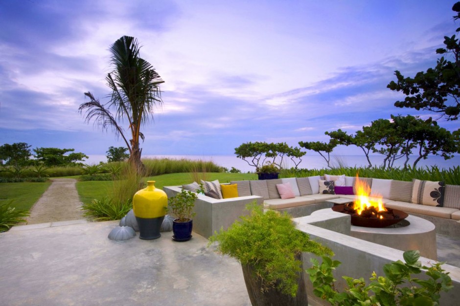 Outdoor fire pit seating design for W Hotels Retreat Spa on Vieques Island Amazing View