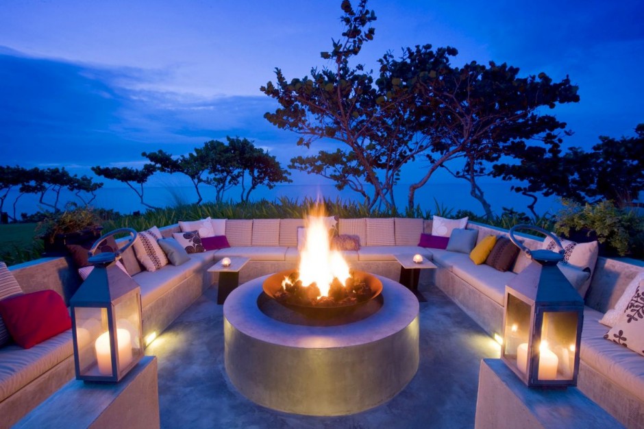 Outdoor fire pit seating design for W Hotels Retreat Spa on Vieques Island