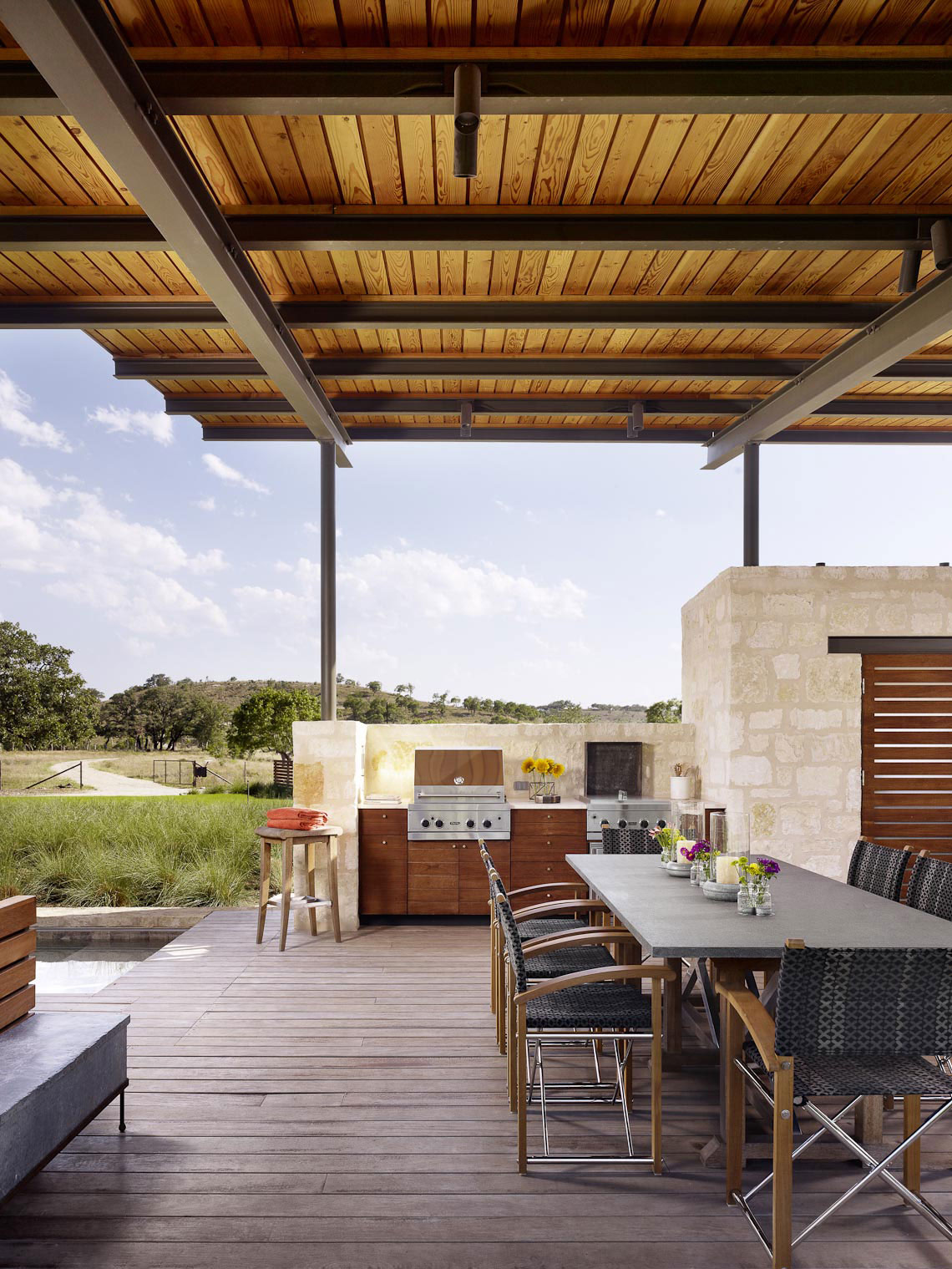 Small kitchen and outdoor dining area