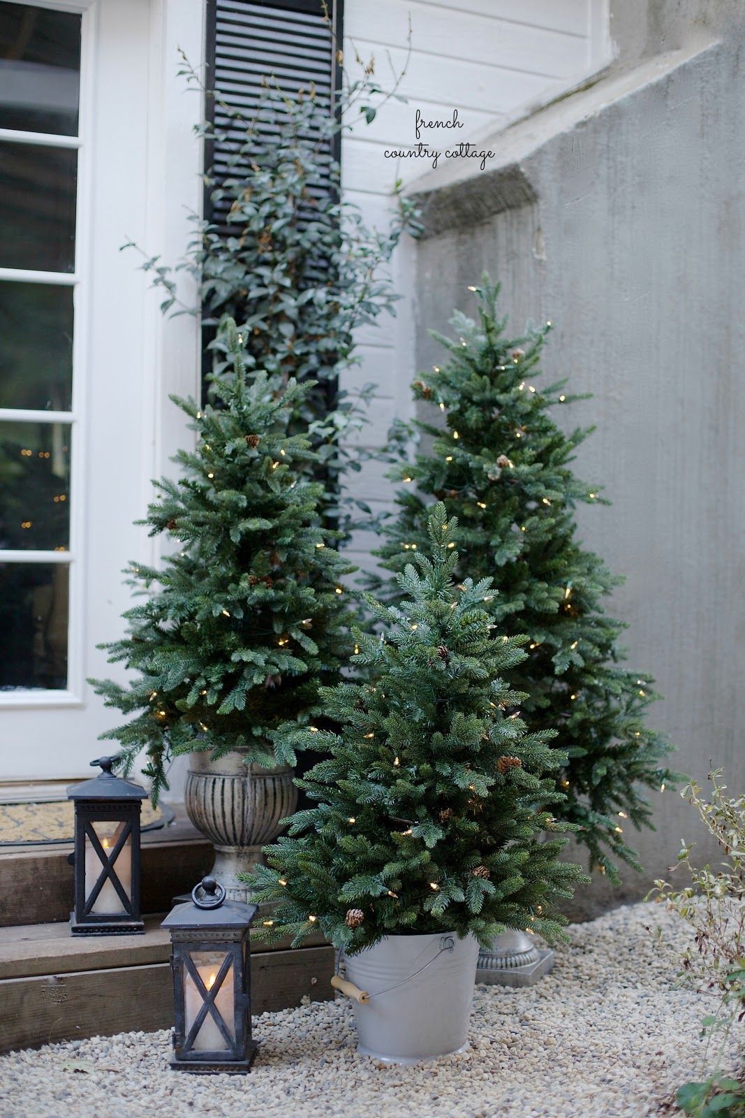 Outdoor porch mini Christmas Trees