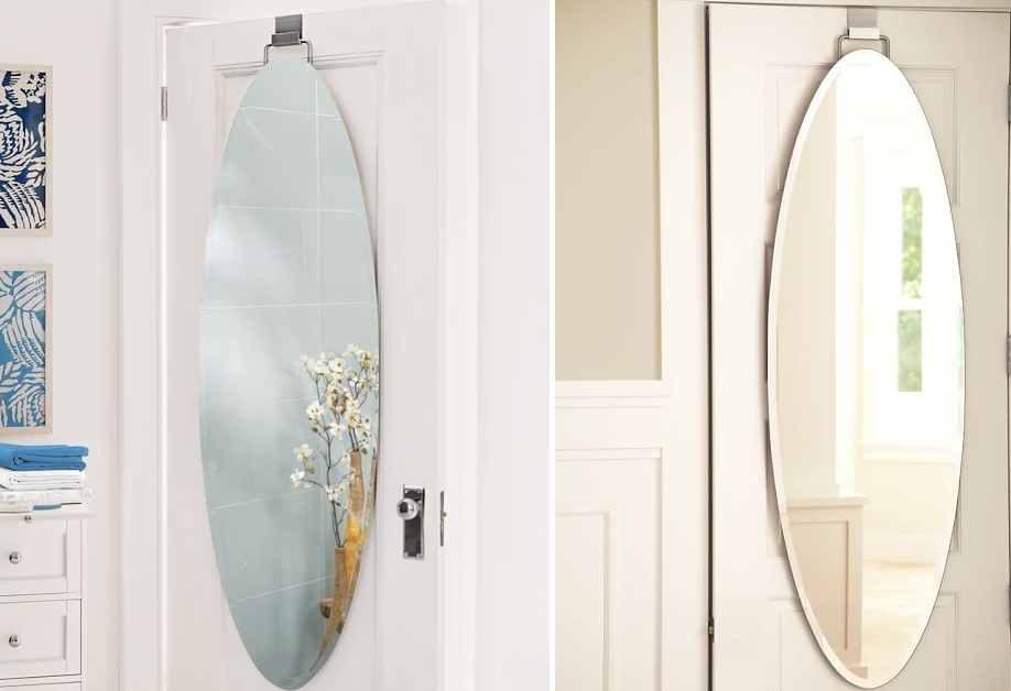 Oval over the door mirror