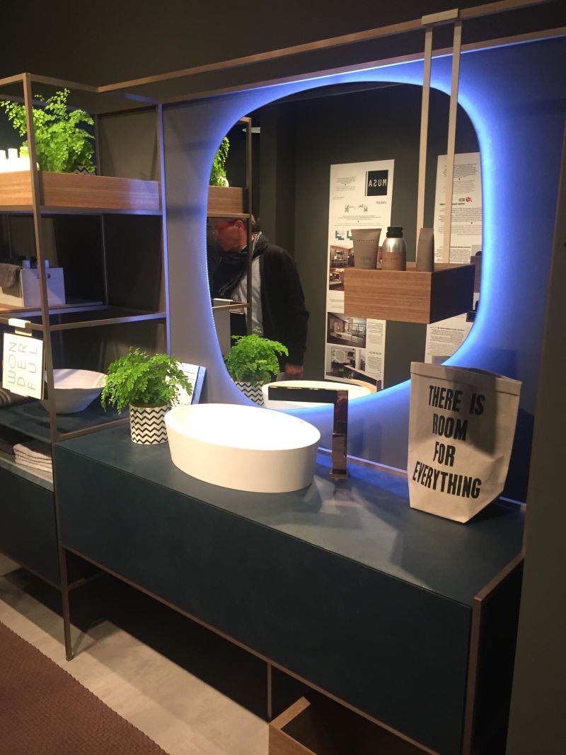 Oversized bathroom mirror with led behind