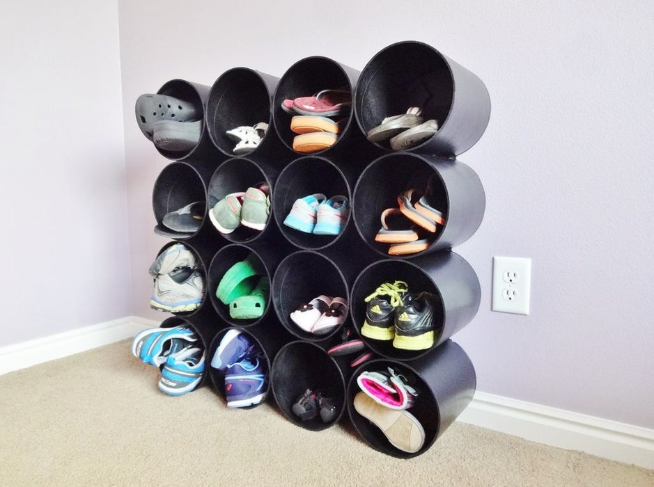 PVC tubes shoe storage