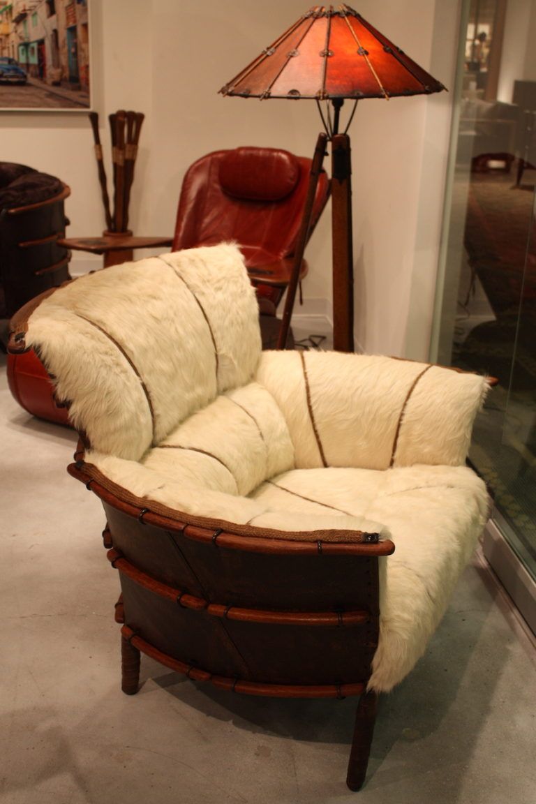 Pacific greeen hair hide armchair