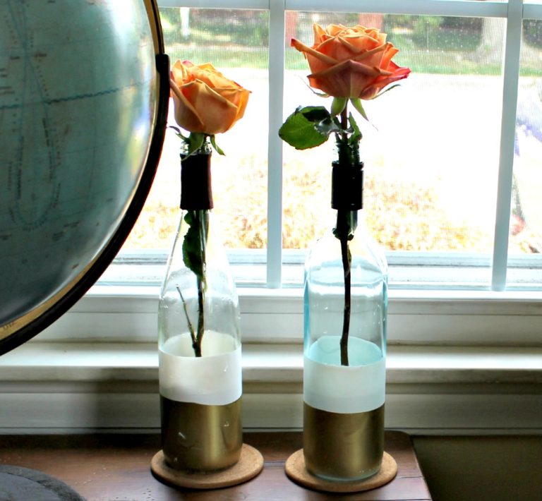 Paint-dipped bottle vases