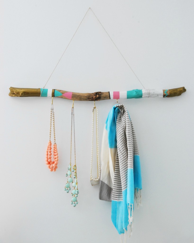 Painted driftwood hanger