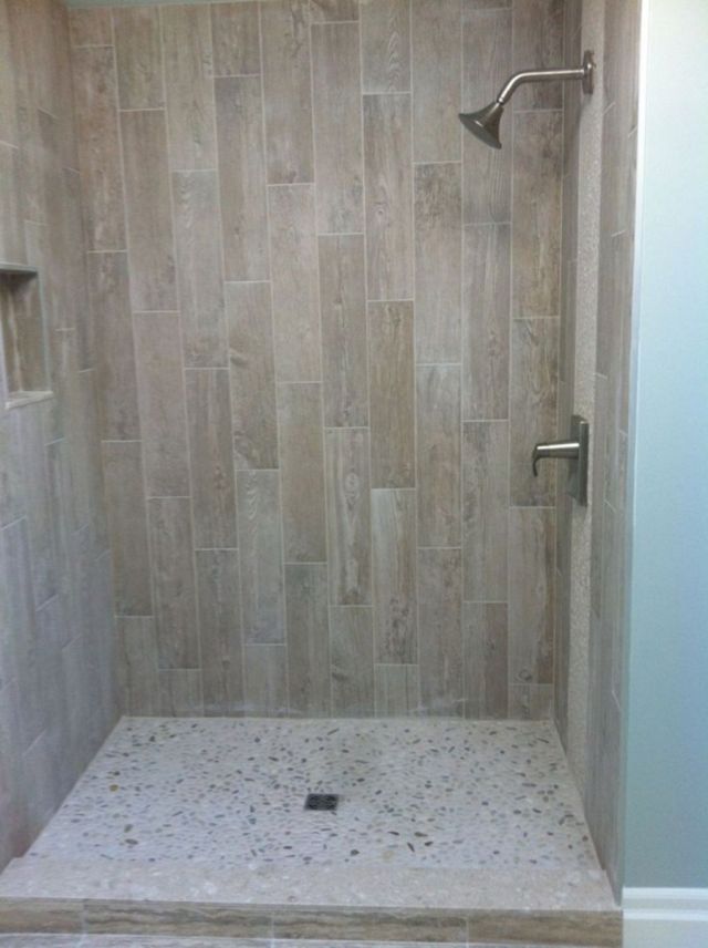 Pale Wood Shower Tiles