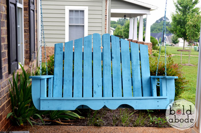 Pallet blue porch swing