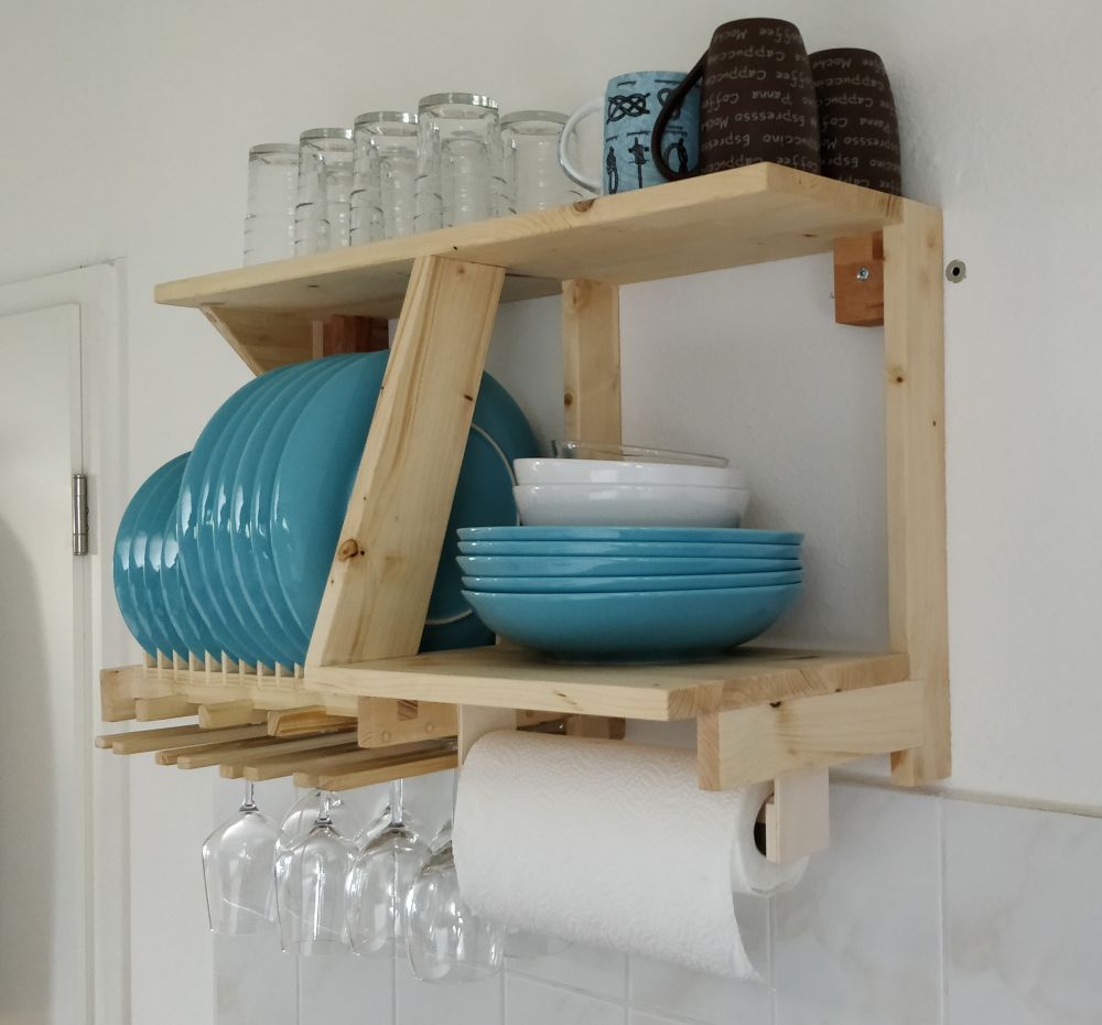 Pallet dish rack and towel holder