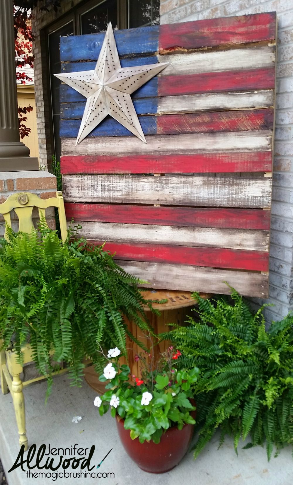 Pallet flag DIY porch display