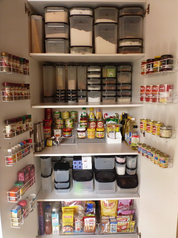Pantry shelves with door storage