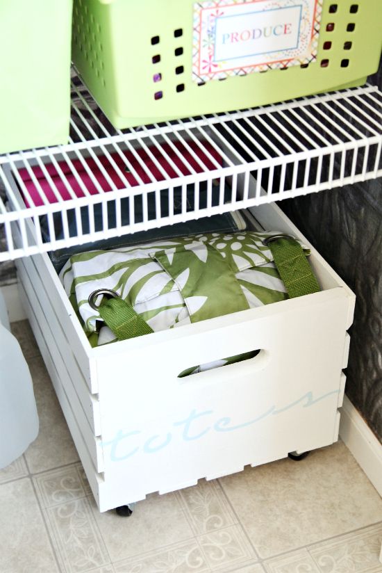 Pantry wooden crate on wheels