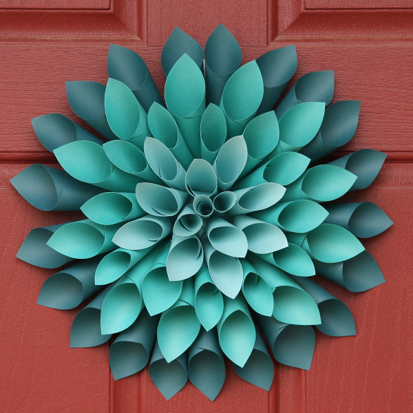 Paper dahlia wreath