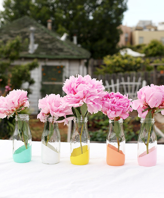 Pastel paind dipped glass bottles