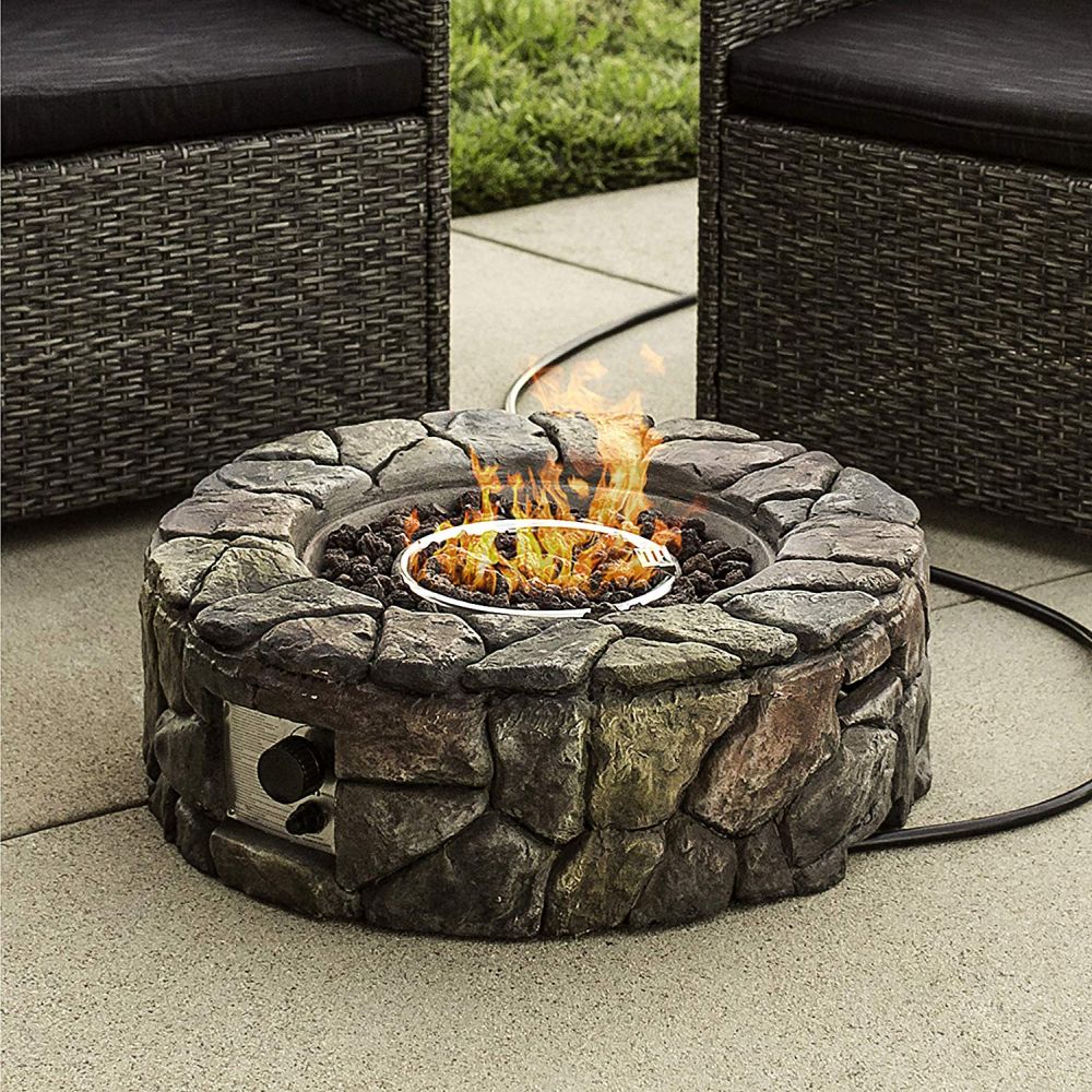 Patio Natural Stone Gas Fire Pit for Backyard