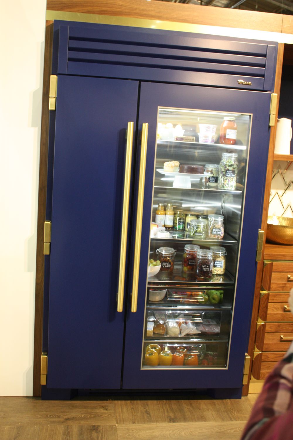 Peacock color fridge cabinet