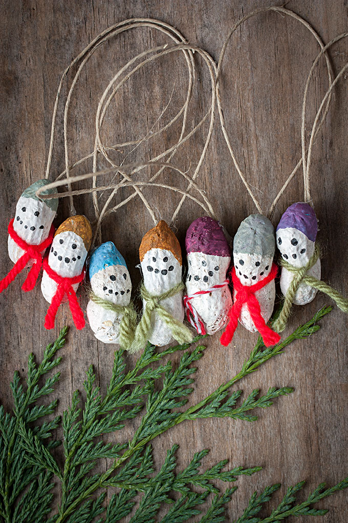 Peanut snowmen ornaments