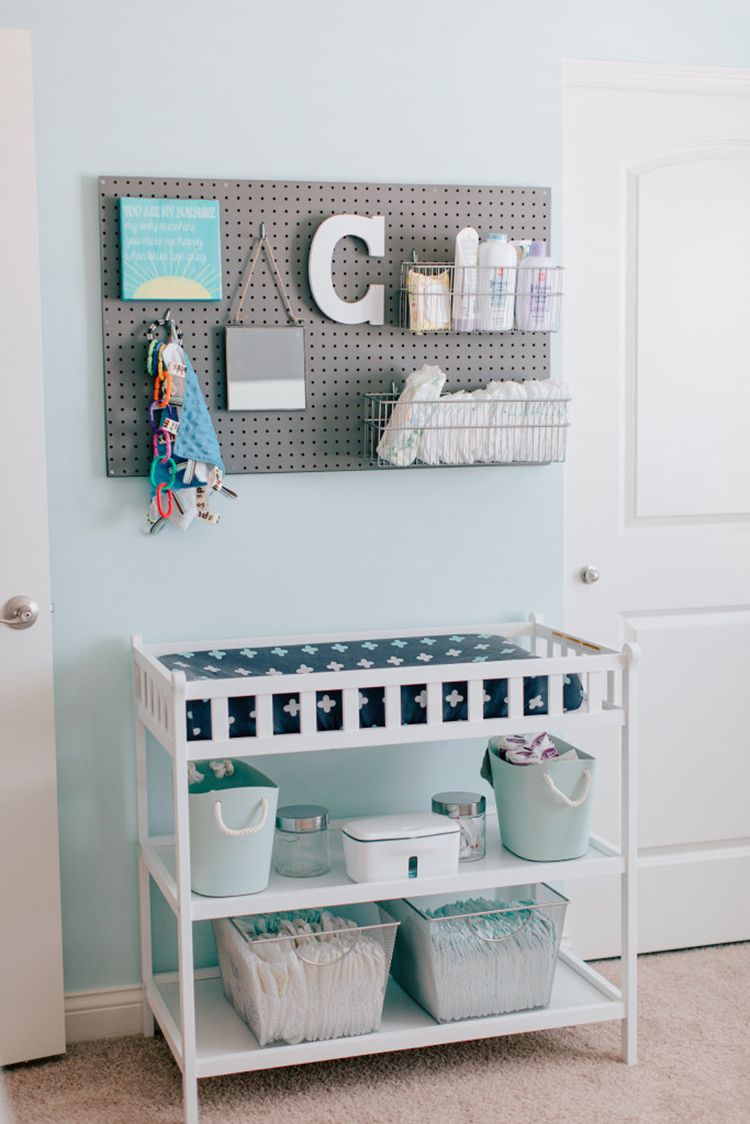 Pegboard Nursery room organization