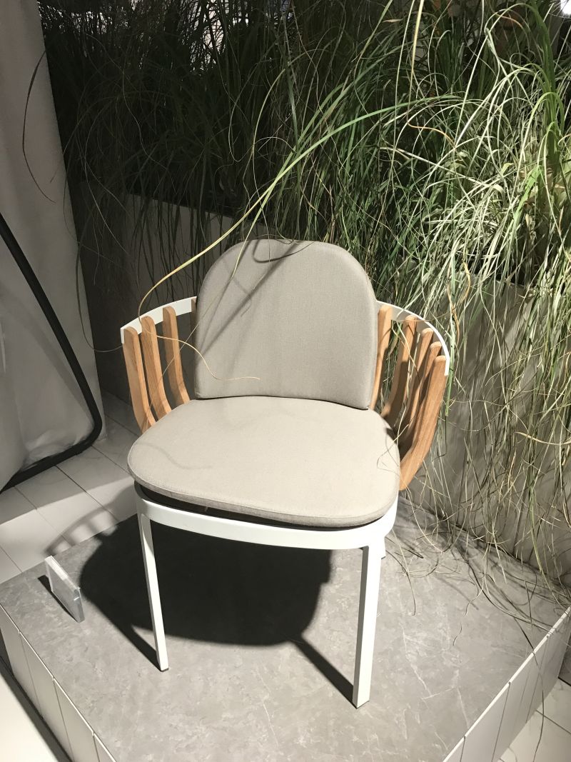 Picked teak and aluminium chair