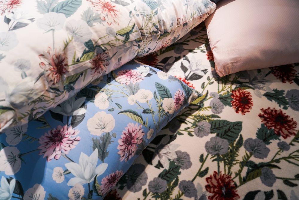 Pillows with a fresh floral pattern design