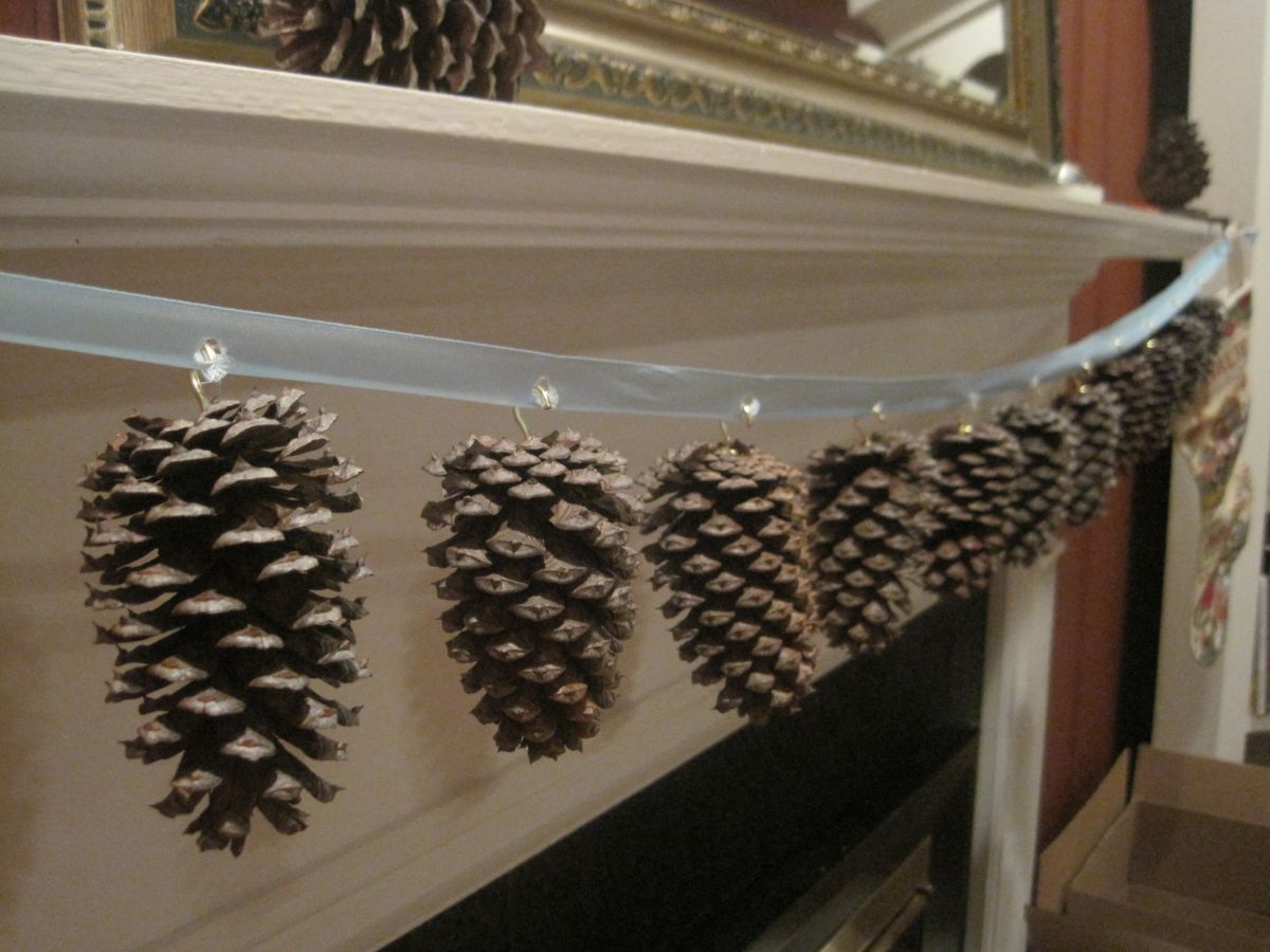 Pine cones for fireplace mantel