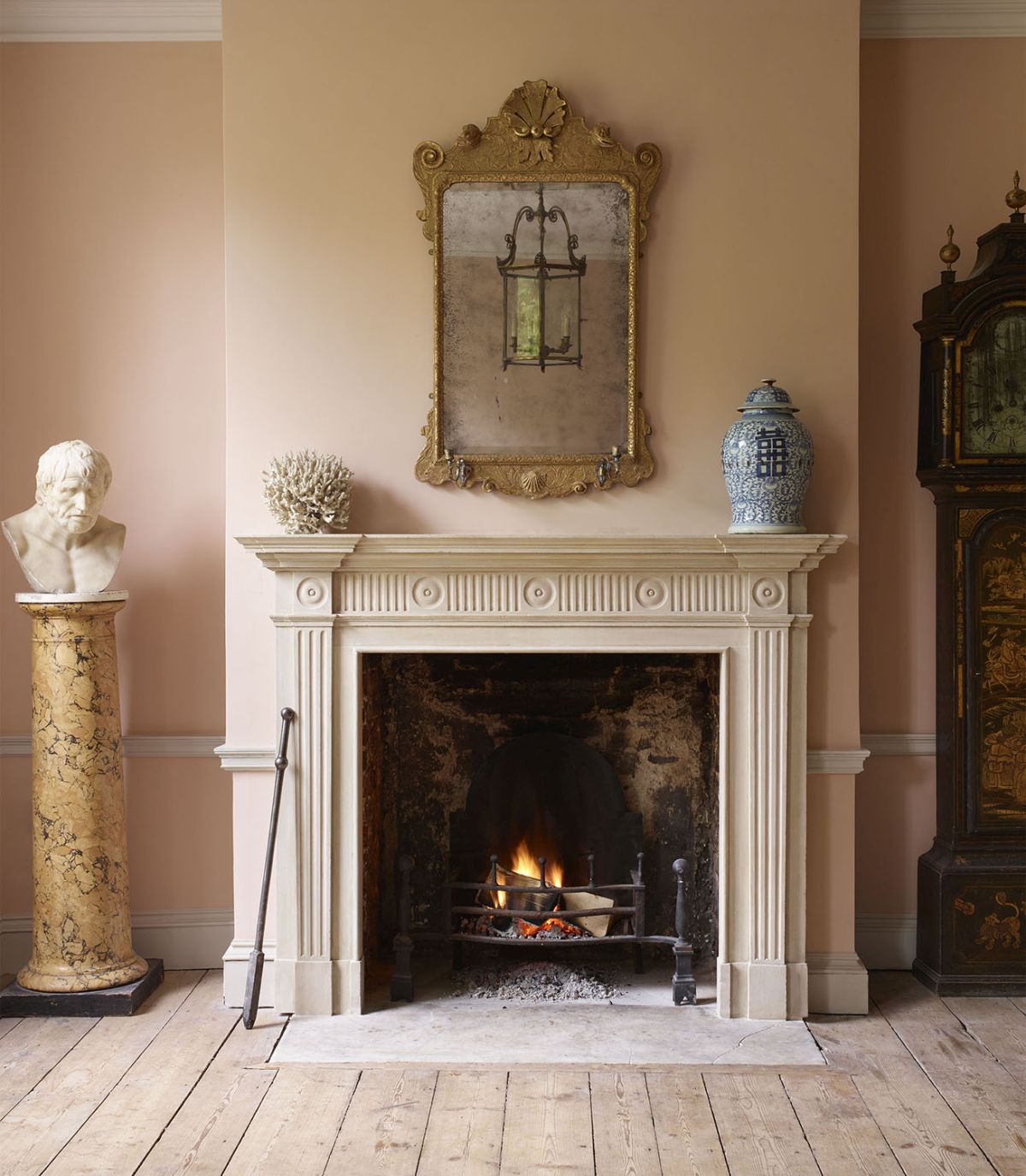 Pink Marble Fireplace