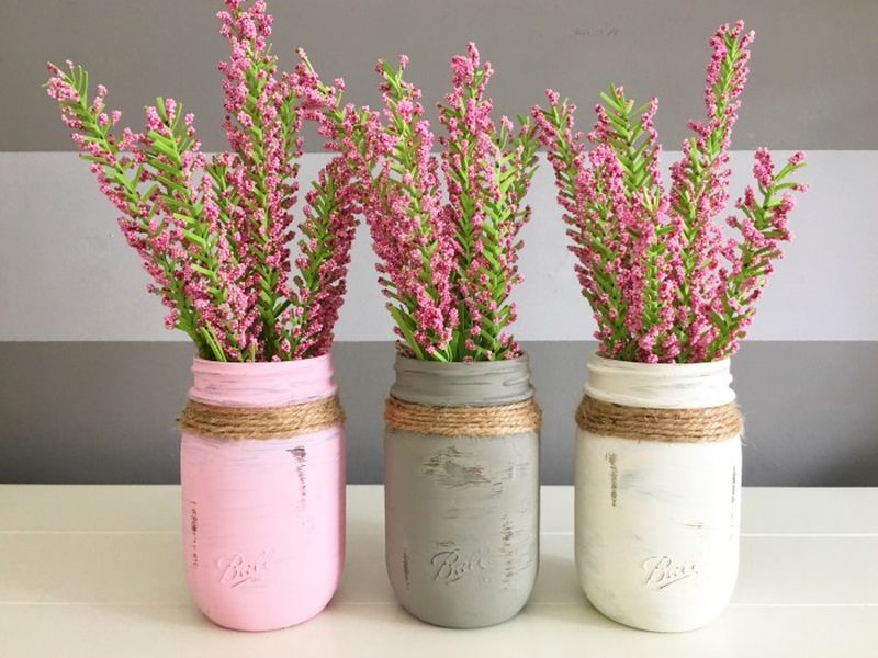 Pink Mason Jar Centerpieces