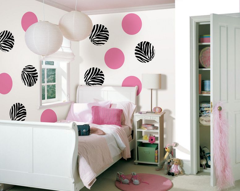 Pink and black large polka dots